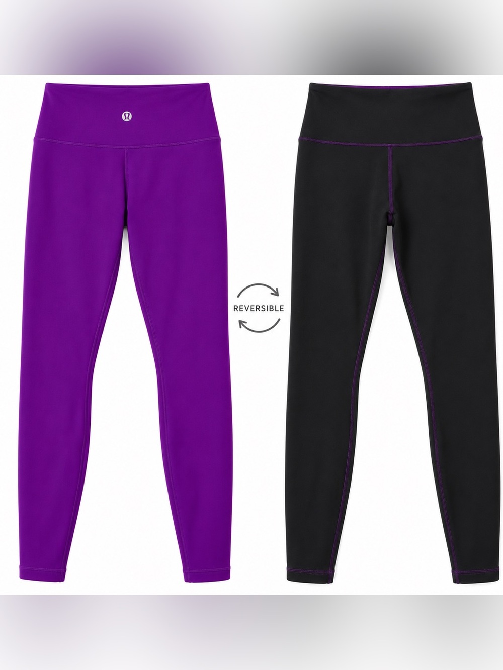 Lululemon Reversible Leggings - Purple & Black Size 4